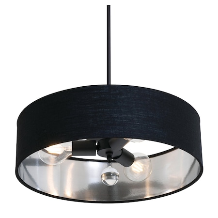 Afx Celine Pendant, 18 in., Black Finish, Black/Silver Shade CLNP18MBBK-BKSL